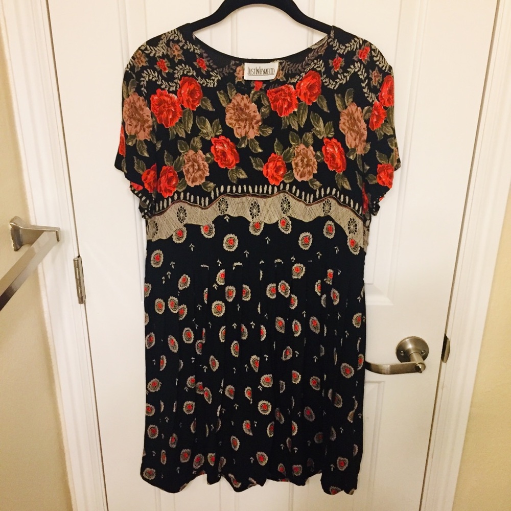 Vintage Black 90’s Grunge Floral Babydoll Dress